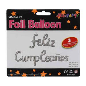 Producto A — Globos «FELIZ CUMPLEAÑOS» plateado