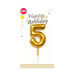 Vela de Cumpleaños Número 5 dorado– ARY Ayacucho Perú