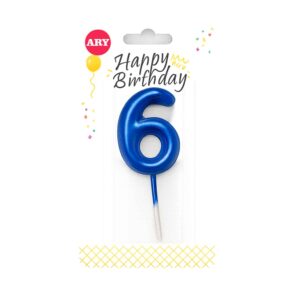 Vela de Cumpleaños Número 6 azul