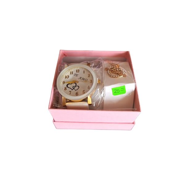 CAJA DE RELOS PARA DAMA Y MAMA Set reloj blanco + collar