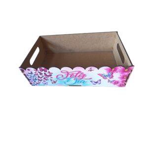 Caja Decorativa de Trupán Feliz Día con Mariposas