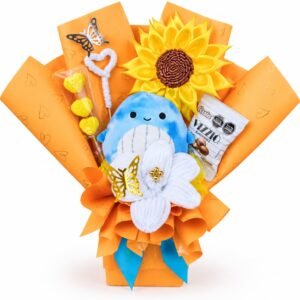 Bouquet Naranja con Tiburón, Girasol y Chocolate